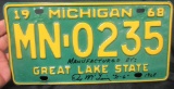 1968 Michigan License Plate Signed by Denny McLain