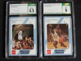 Lot (2) 1989 Collegiate North Carolina Michael Jordan Cards CSG 9 & 8.5