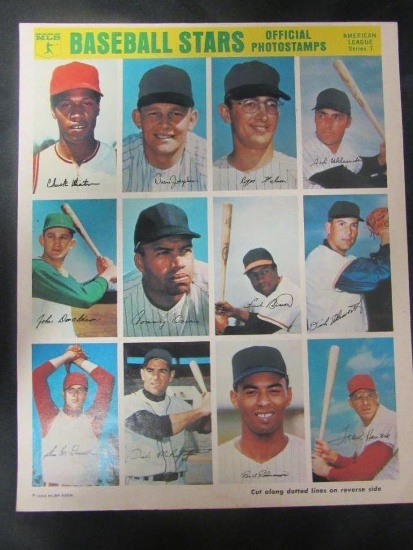 1969 Baseball Photostamps/Uncut Sheet