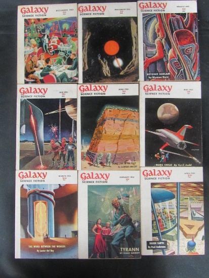 (9) 1951 Galaxy Science Fiction Pulps