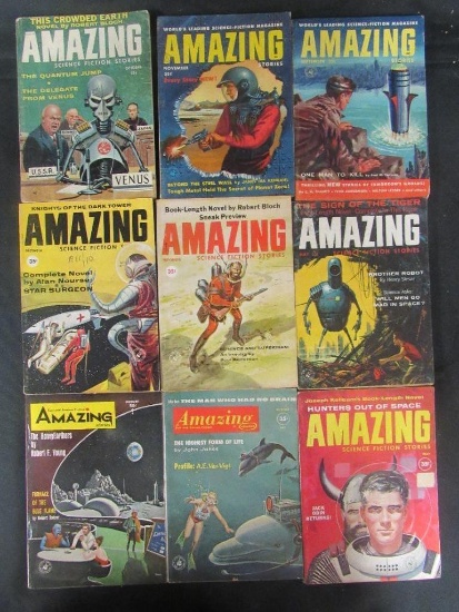 (9) Amazing Stories Pulps 1955-1964