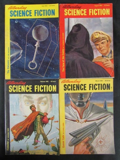 (4) 1952 Issues of Astounding Sci-Fi Pulps