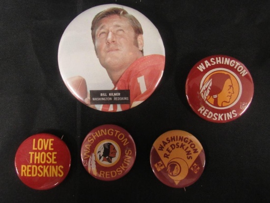 Washington Redskins (5) Vintage Pinbacks