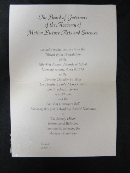 Rare! 1979 Academy Awards Invitation