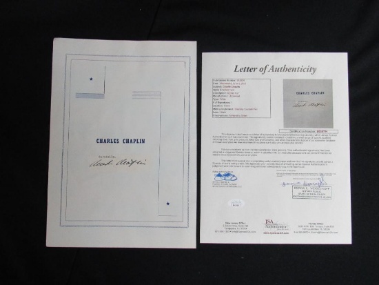 RARE Charlie Chaplain Cut Signature w/ JSA Full Letter COA