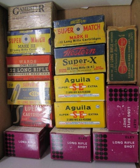 Lot (14) Asst. .22 LR Ammo Full Boxes (650+ rounds)