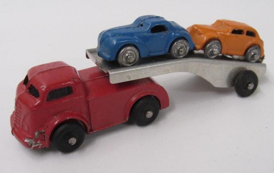 Antique Barclay 4.5" Cast Metal Car Hauler Toy