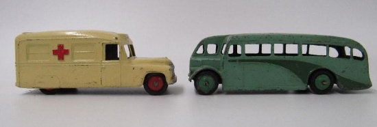 (2) Vintage Dinky Toys Diecast Coach/Bus & Daimler Ambulance