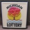 Vintage Michigan Lottery Dbl. Sided Plastic Sign