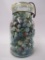 Antique Atlas E-Z Seal Glass Jar Filled with Old Marbles