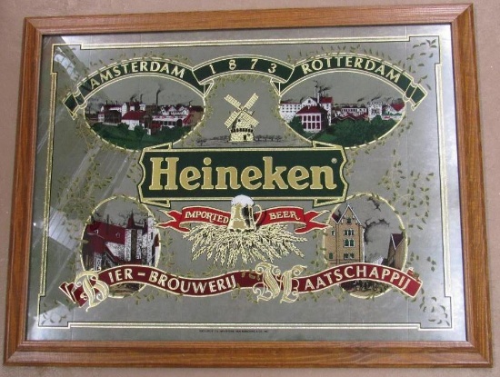 Vintage Heineken Beer Large Bar Mirror 25 x 37"