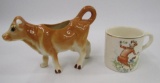 (2) Antique Elsie the Cow Items Ceramic Cream Pitcher & Mug