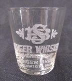 Antique Pre-Prohibition Singer Whiskey Etched Shot Glass