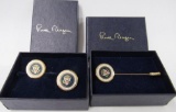 Ronald Reagan Presidential Seal Cuff Links and Stick Pin in original Boxes