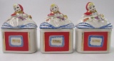 Lot (3) Rare Antique Hull Little Red Riding Hood Spice Containers/ Jars
