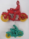 (2) Antique Auburn Rubber Motorcycles & Riders