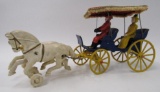 Antique Stanley Cast metal Horse Drawn Surrey 13