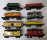 Lot (8) Antique Lionel Prewar Tin Plate O Gauge Train Cars
