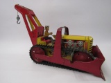 Antique Marx Tin Key Wind Caterpillar Bulldozer with Towing Boom Rare