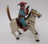 Antique Japan Tin Wind-Up Lone Ranger on Horse