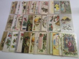 Lot (50+) Antique Postcards All Christmas