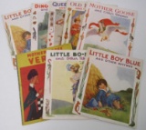 Grouping (8) Antique Linenette Childrens Books / Linen Like