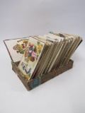Cigar Box Filled With Antique Postcards Mostly Early