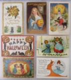 Group (7) Original Antique Halloween Postcards (Including 1 Clapsaddle)