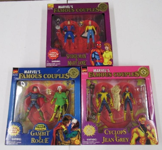 (3) Vintage 1990's Marvel Toybiz Famous Couples Boxed Sets