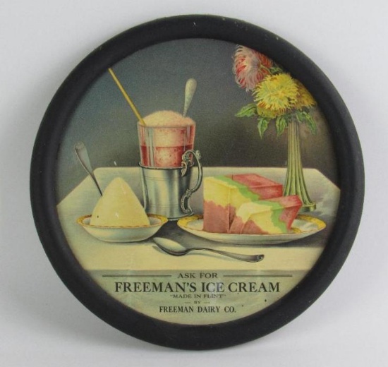 Antique Original Freeman Ice Cream Sign (Flint, MI) 8.5"