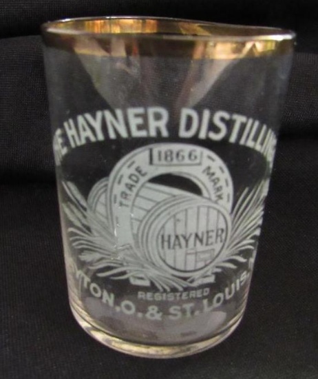 Antique Hayner Distilling Co. Whiskey (Dayton OH) Pre-Prohibition Etched Shot Glass