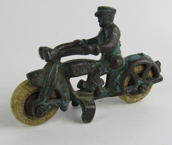 Antique Original Hubley Cast Iron 4" " Cop " Motorcycle