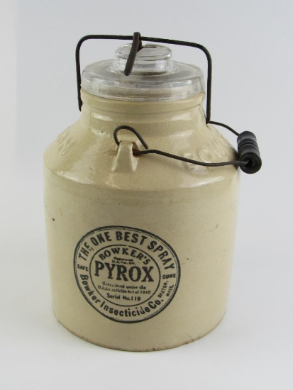 Antique Bowker's Pyrox Insecticide Stoneware Crock