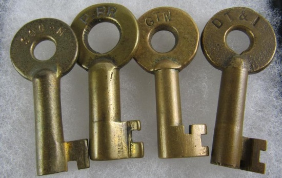 Lot (4) Antique Original Railroad Keys