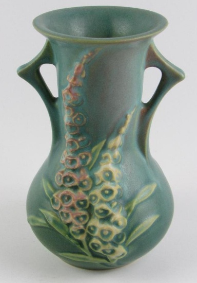 Antique Roseville Pottery 43-6 Green Foxglove Vase 6"