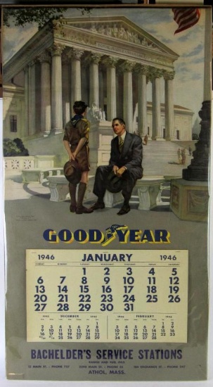 Beautiful 1946 Goodyear Tires Service Station Calendar