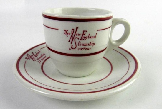 Excellent Antique New England Steamship Company Cup & Saucer