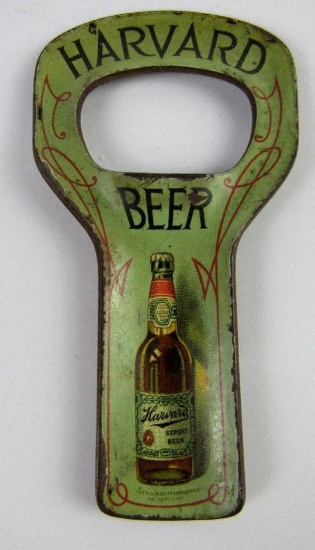 Rare Antique Harvard Beer Metal Graphic Bottle Opener