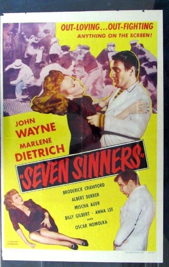 Seven Sinners 1953 1-Sheet/John Wayne