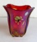 Fenton Art Glass Hand Painted Amerina Stretch Carnival Glass Vase 7