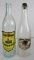 (2) Antique Court House Detroit Glass Paper Label Bottles- Ammonia, Ginger Ale.
