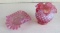 (2) Vintage Fenton Cranberry Opalscent Hobnail pieces
