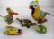 Grouping Antique Tin Animal Toys Parrot, Turtle, J. Chein Duck Etc.