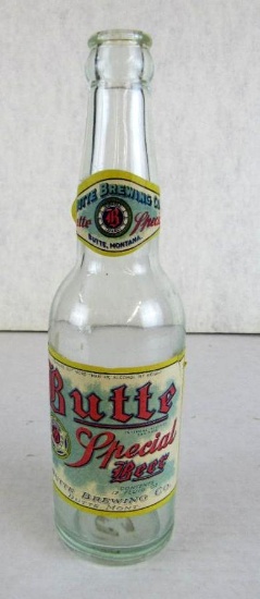 Antique Butte Special Beer Paper Label Glass Bottle (Butte, Montana)