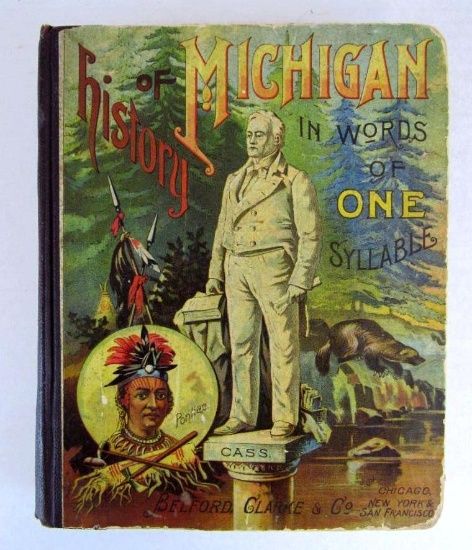 1889 History of Michigan in Words of One Syllable Hardcover Book