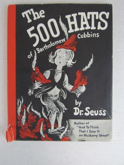 1938 Dr. Seuss The 500 Hats of Bartholomew Cubbins Hardcover with DustJacket 1st Edition