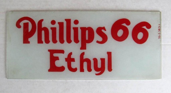 Antique Original Phillips 66 Ethyl Gas Pump Ad-Glass