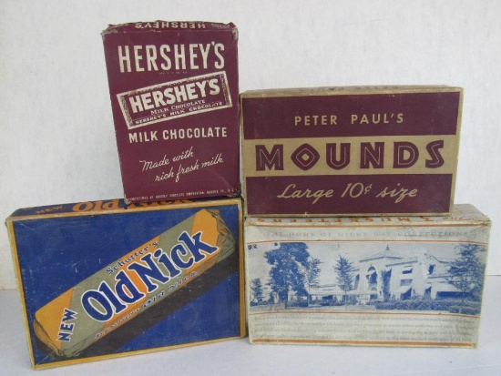Lot (4) Antique Candy Bar Empty Cardboard Boxes