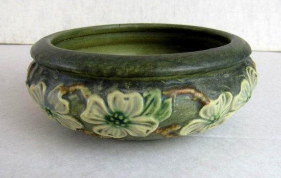 Antique Roseville Pottery Dogwood Low Bowl 7"