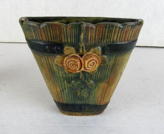 Antique Weller Pottery Woodrose Wall Pocket Vase